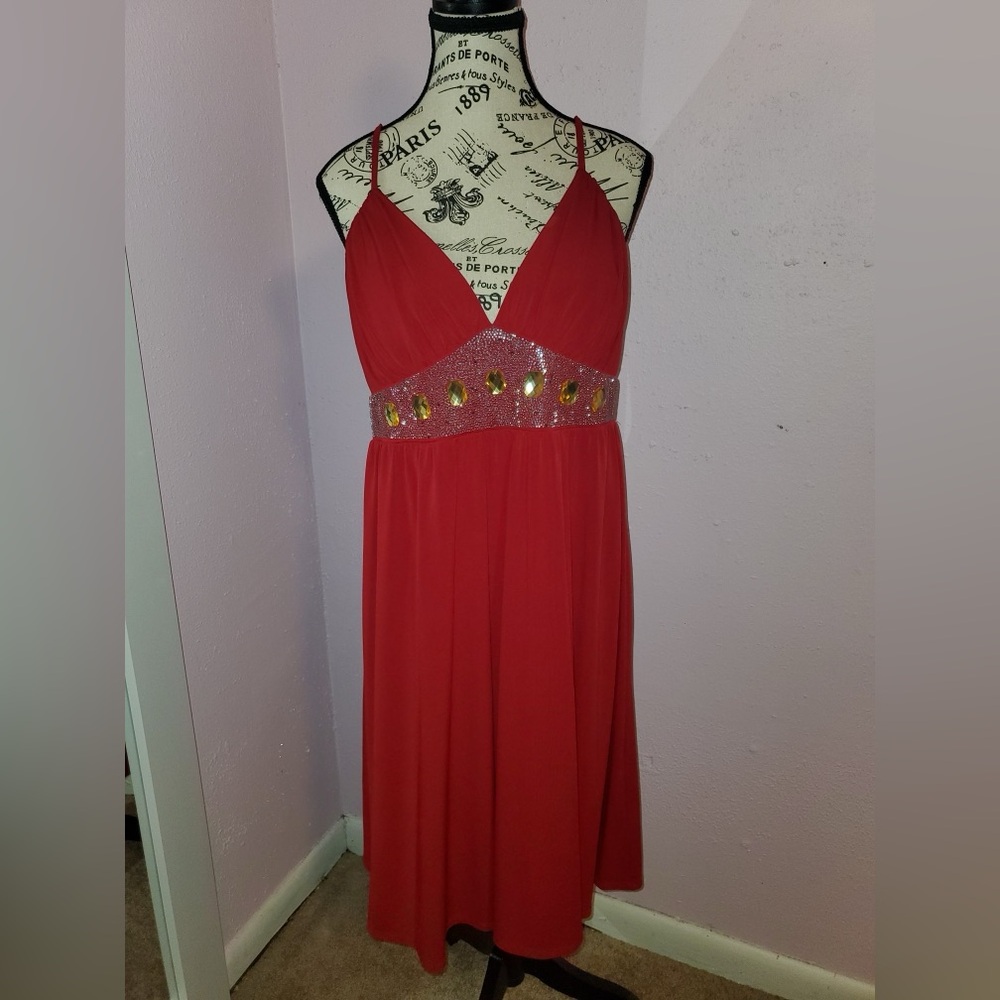 AGB Red Prom or Special Occassion Dress with Gold Accents
